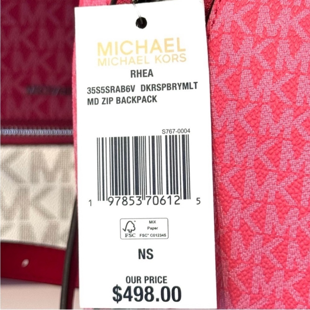 Michael Kors Rhea Medium Color-Block Signature Logo Backpack Dark
Rasberry Multi - Picture 11 of 11